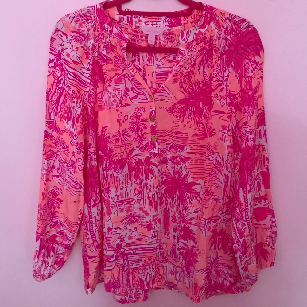 Lilly Pulitzer Elsa Silk Shirt Size Small